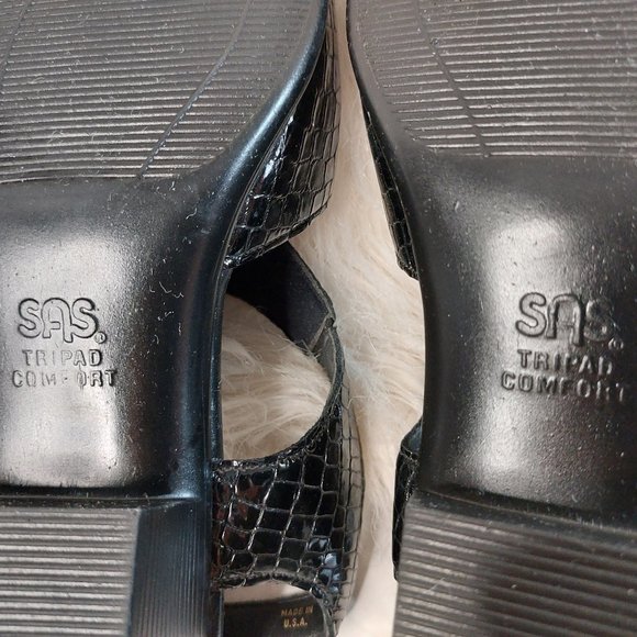SAS Tripad Comfort Women's Black Croc Pattern Leather Slingback Sandals 5.5 - Picture 5 of 8